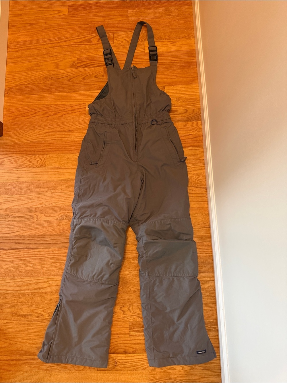 Kids 14 - Lands' End Gray Insulated Snow Bib Overalls